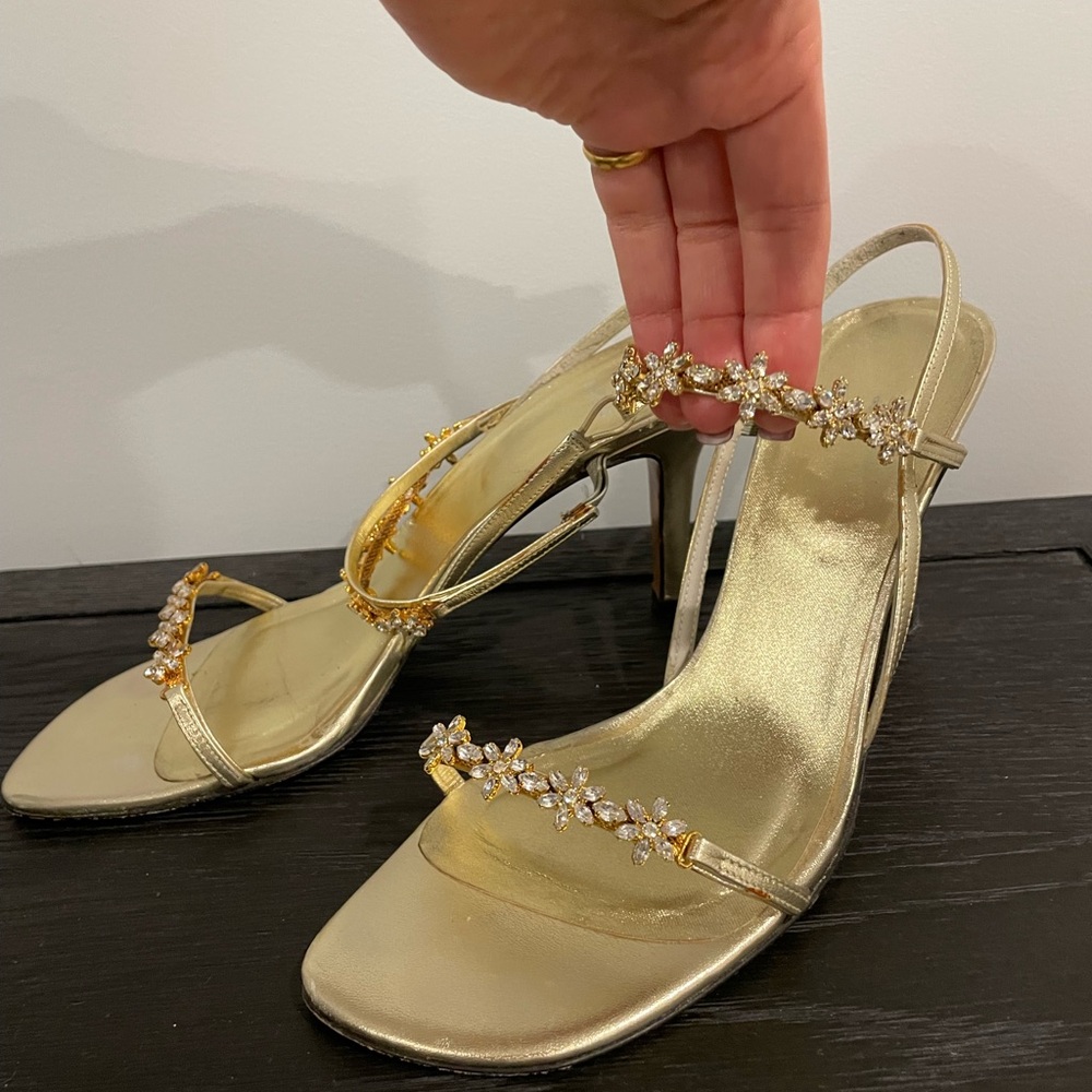 Stuart Weitzman Starstruck Gold Crystal Heels - Picture 2 of 9